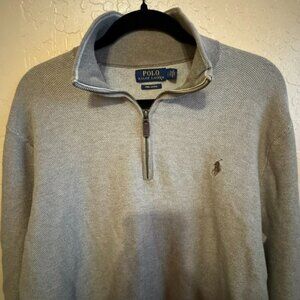 Tan Polo Ralph Lauren 1/4  Zip Mock Neck Crew Sweater